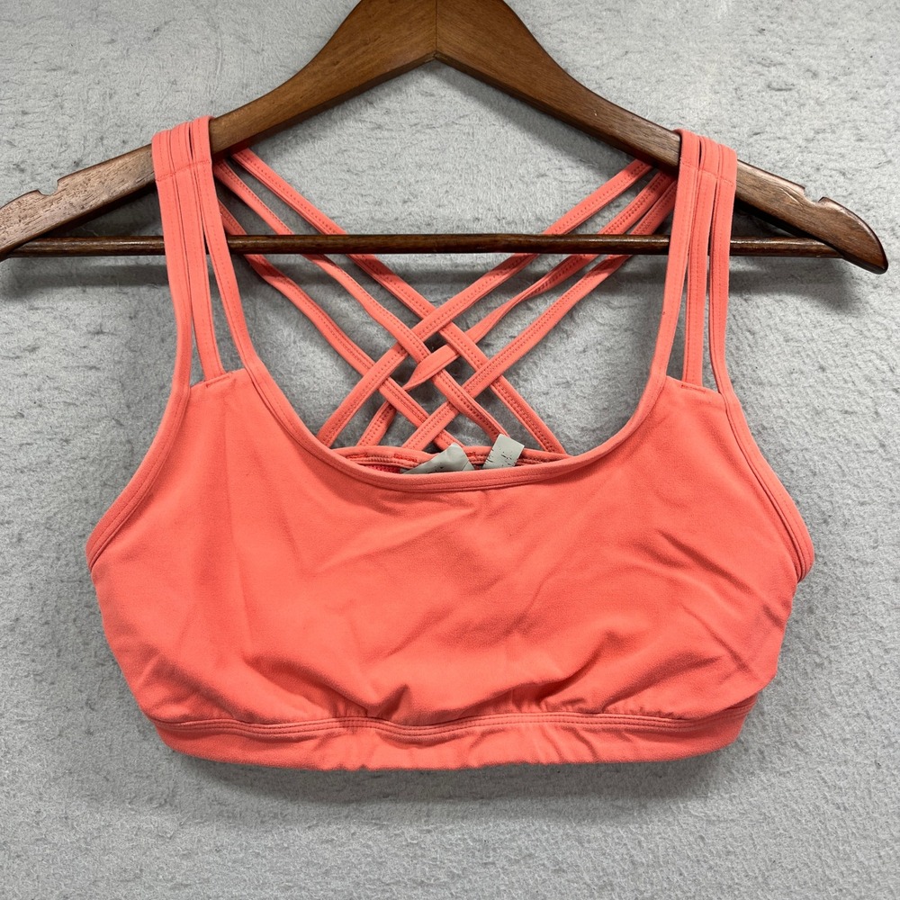 Athleta Sports Bra Womens Small Pink Strappy Back Yoga Gym Workout Activewear